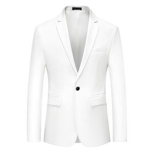Dress Slim Fit Blazer Single Breasted One Button Suit Sports Coat White